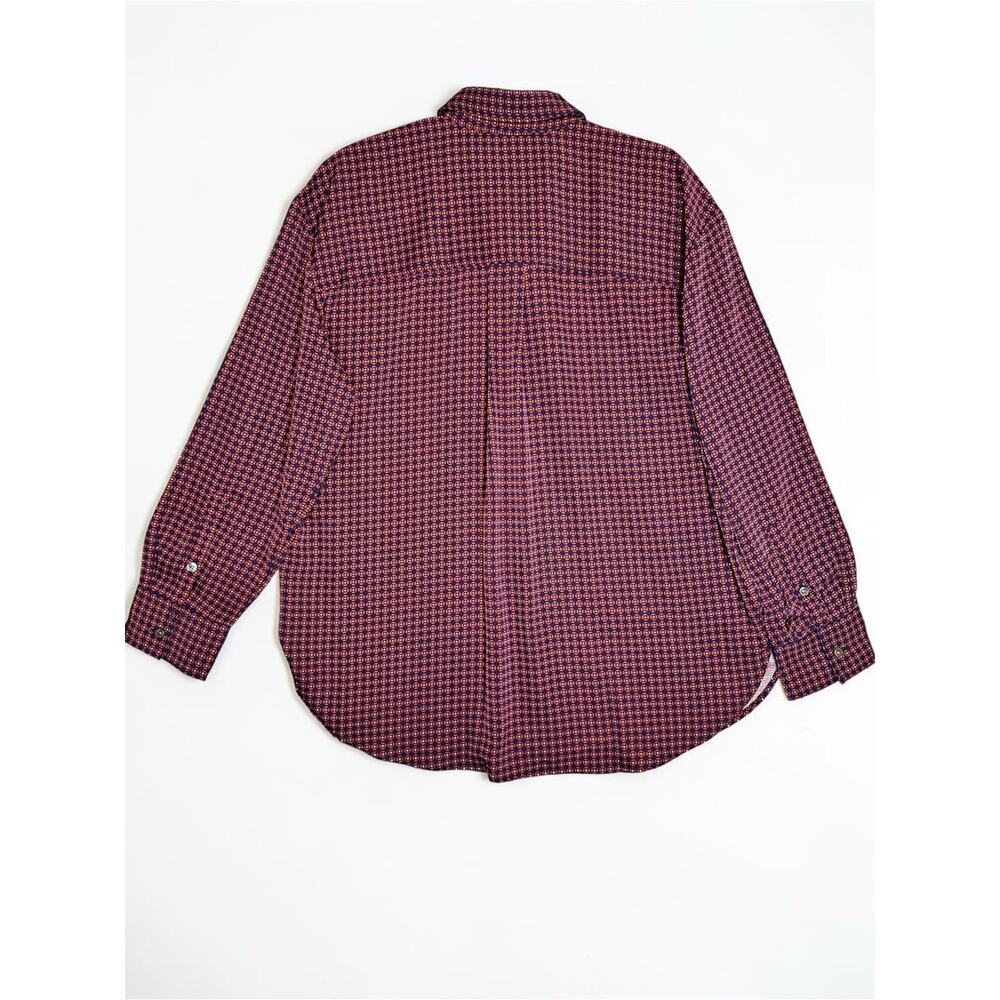 Banana Republic Women Burgundy and Navy Micro-Check Button-Down Shirt - Picture 4 of 4